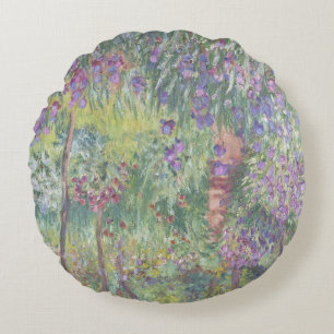 Konstnärens Garden in Giverny av Claude Monet Rund Kudde