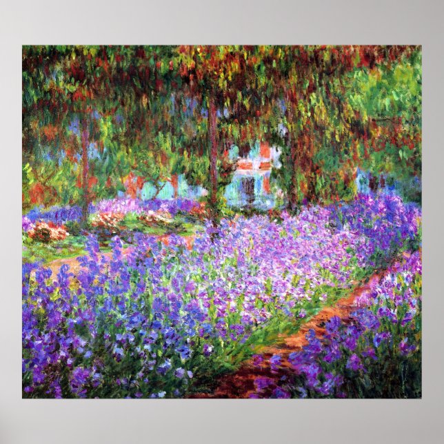 Konstnärens Garden vid Giverny, Claude Monet Poster (Framsidan)