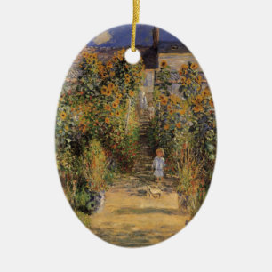 Konstnärens Garden vid Vetheuil av Claude Monet Julgransprydnad Keramik
