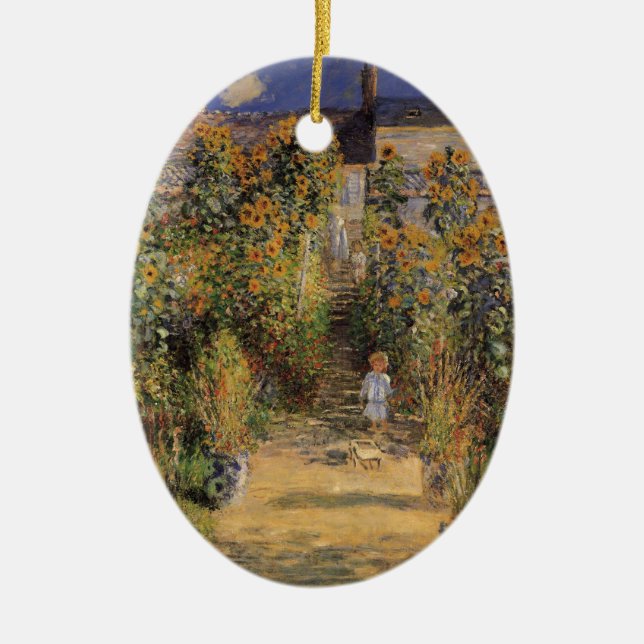 Konstnärens Garden vid Vetheuil av Claude Monet Julgransprydnad Keramik (Framsidan)