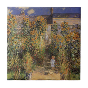 Konstnärens Garden vid Vetheuil av Claude Monet Kakelplatta