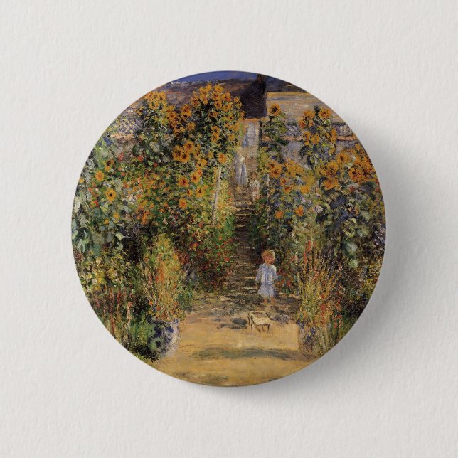 Konstnärens Garden vid Vetheuil av Claude Monet Knapp (Framsida)
