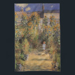 Konstnärens Garden vid Vetheuil av Claude Monet Kökshandduk<br><div class="desc">Konstnärets Garden vid Vetheuil (1880) av Claude Monet är en vintage, en bra konst blommigt naturmålning. En ung flicka flankeras under sommarsäsongen av höga blommande solroblommor i gult. Ett barn står i en väg i Monets trädgård i Vetheuil (en förort till Paris). Om konstnären: Claude Monet (1840-1926) var en av...</div>
