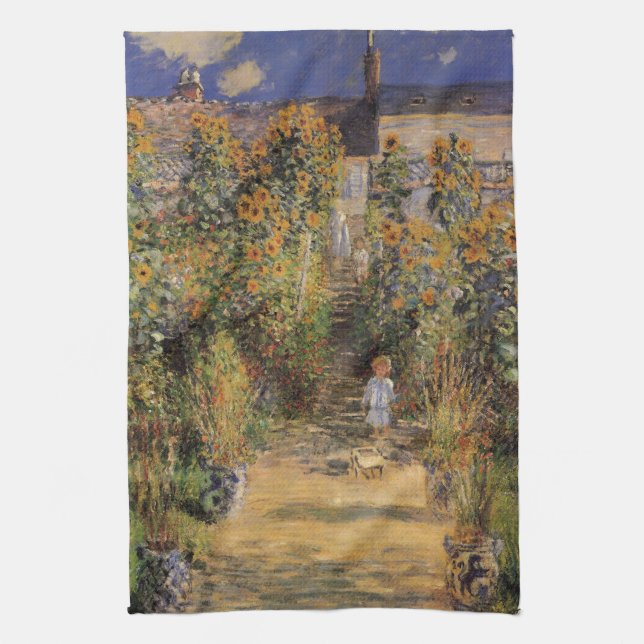 Konstnärens Garden vid Vetheuil av Claude Monet Kökshandduk (Vertikal)