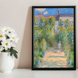 Konstnärens Garden vid Vétheuil av Claude Monet Poster<br><div class="desc">Konstnären i Vétheuil målar av Claude Monet med ett litet barn som står framför oss på ett väg med sol-dappade som springa i mitten av en trädgård som domineras av torkad gult och solblommor med bränd orange. Bakom barnet står en kvinna och ett annat barn på fotstegen. Kvinnan bär en...</div>