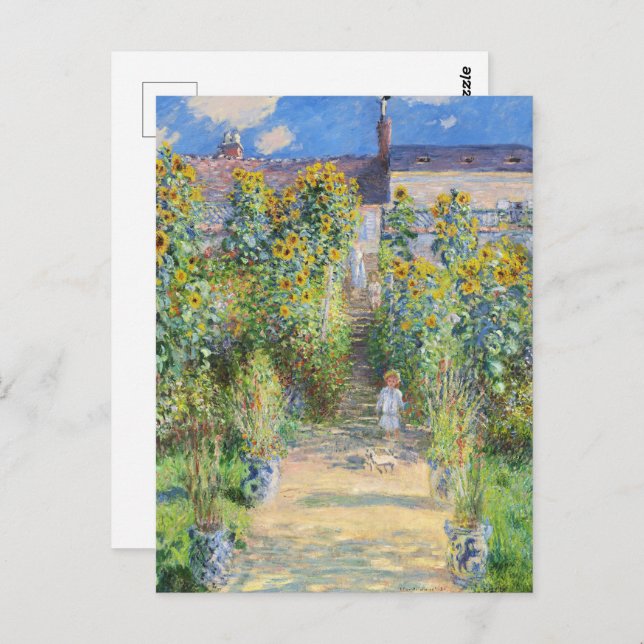 Konstnärens Garden vid Vetheuil av Claude Monet Vykort (Fram/baksida)