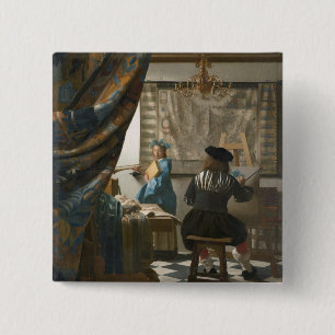Konstnärens studio, c.1665-66 (olja på kanfas) knapp