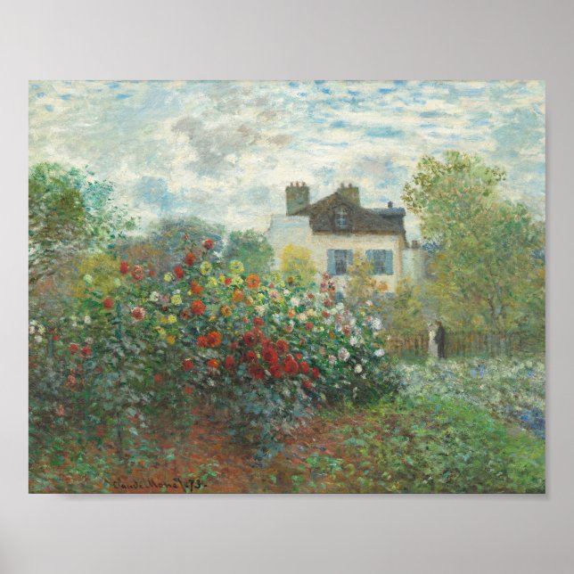 Konstnärens trädgård i Argenteuil Monet Poster (Framsidan)