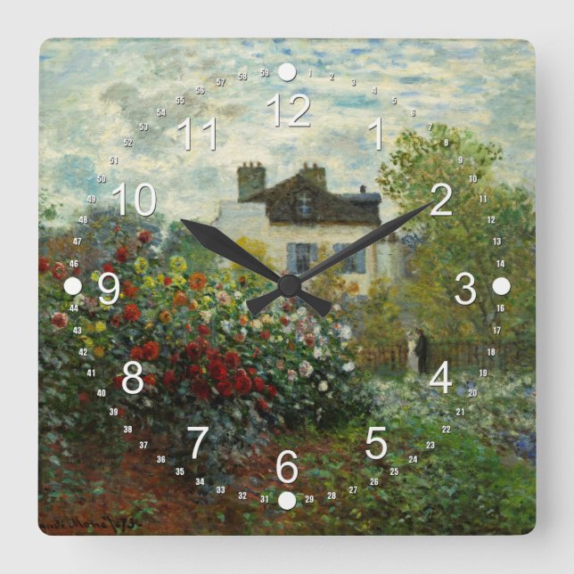 Konstnärens trädgård i Argentina 1873 (Monet) Fyrkantig Klocka (Framsida)