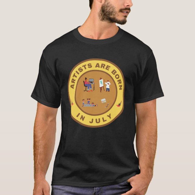 Konstnärer föds i juli som alternativ design t shirt (Framsida)