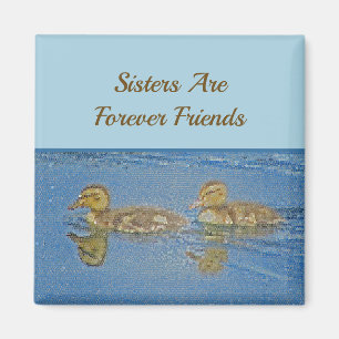Konstnärer för vänner Ducklings Mosaic Syskon Magnet