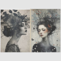 Konstnärer med blandad media Black White Ivory Lar