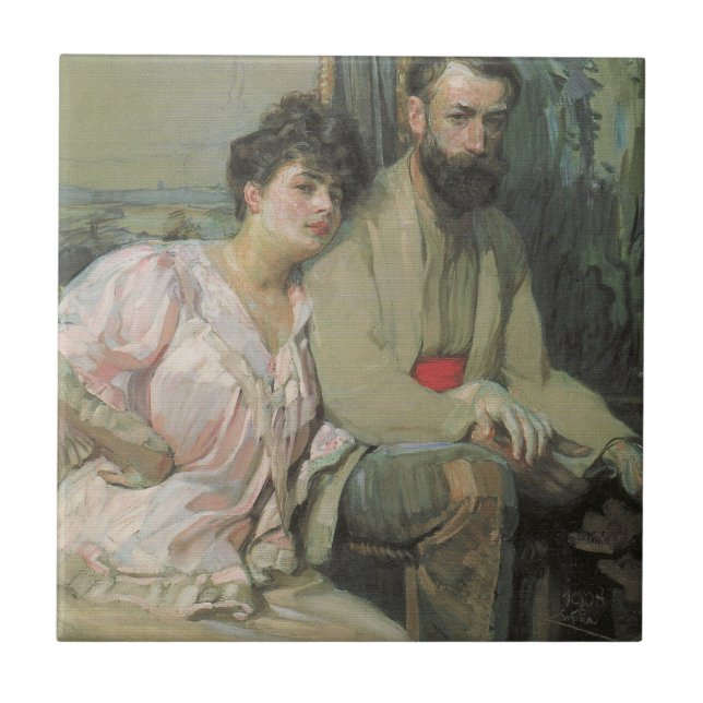 Konstnärer och maka (av Frantisek Kupka) Kakelplatta (Framsidan)