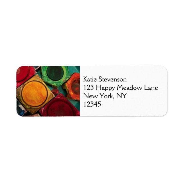 Konstnärer, vattenfärgspalett för färgruta returadress etikett (Framsidan)