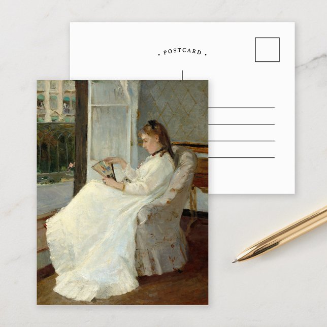 Konstnärets syster i ett fönster | Berthe Morisot Vykort (Skapare uppladdad)