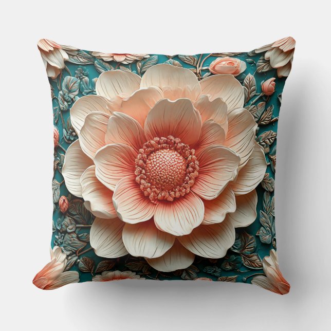 Konstnärlig 3D-blomsterarrangemang Kudde (Framsida)