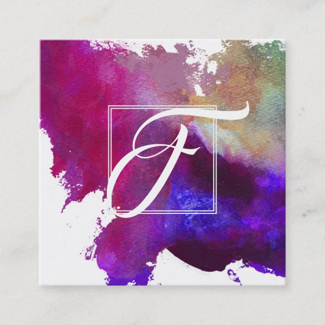 Konstnärlig Abstrakt av Rosa Vattenfärgskonst Fyrkantigt Visitkort (Framsida)