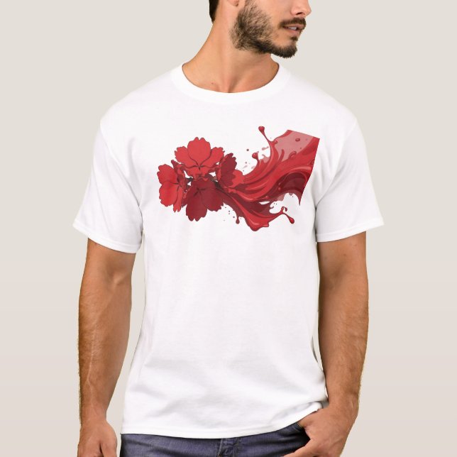 Konstnärlig ABSTRAKT BLOMMA Mode Konst T Shirt (Framsida)