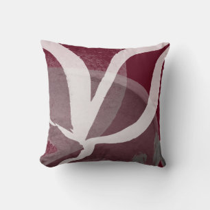 Konstnärlig abstrakt design Burgundy Grått & Whi Kudde