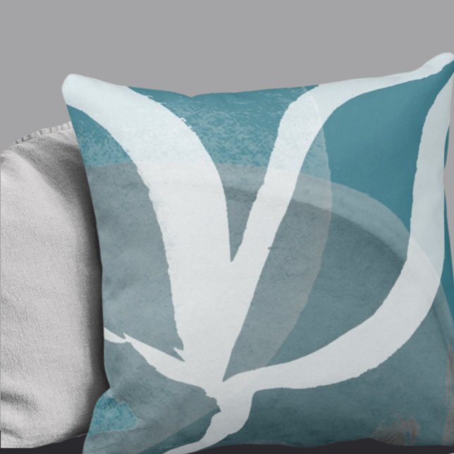 Konstnärlig abstrakt design | Turkos Grått & White Kudde (Skapare uppladdad)