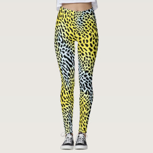 Konstnärlig Abstrakt Gul Gradient Leopardmönster Leggings