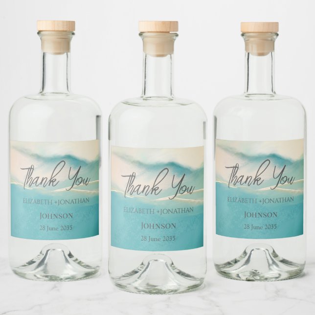 Konstnärlig Abstrakt i Bröllop Tack Spritflaskor Etikett (Flaskor)