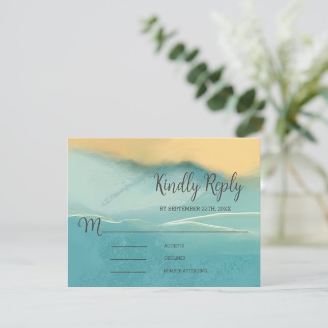 Konstnärlig Abstrakt Landskaps Bröllop RSVP OSA Kort (Stående Fram)