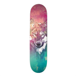 Konstnärlig abstrakt varg för rosa old school skateboard bräda 18 cm