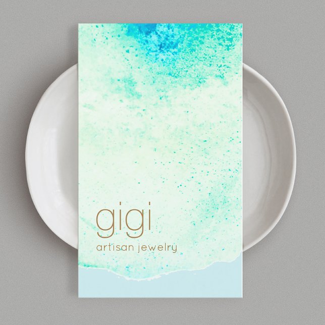 Konstnärlig Abstrakt Vattenblått vattenfärg Visitkort (Skapare uppladdad)