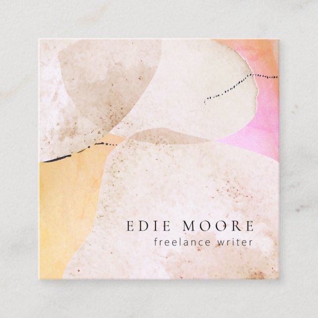 Konstnärlig Abstrakt Vattenfärgad konturruta Fyrkantigt Visitkort (Framsida)