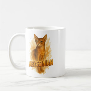 Konstnärlig Abyssinsk Katt Illustration Akvarell Kaffemugg