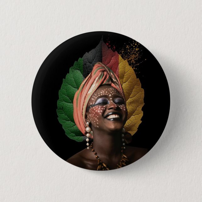 Konstnärlig afrikansk kvinna knapp (Framsida)