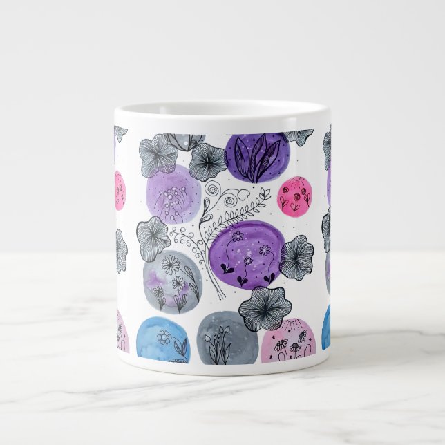 Konstnärlig akvarell botanik jumbo mugg (Framsidan)