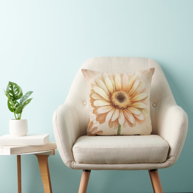 Konstnärlig akvarell Gerbera Daisy-blomma Kudde (Stol)