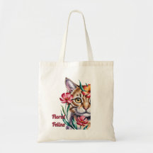 Konstnärlig akvarell kattporträtt med rosa blommor