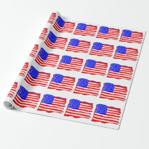 Konstnärlig amerikanska flaggan som slår in papper presentpapper