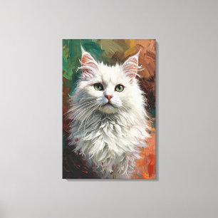 Konstnärlig angora Cat Porträtt Vibrant Oljemålnin Canvastryck