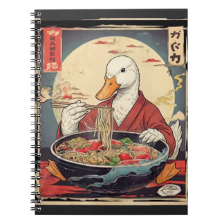 Konstnärlig anka som äter ramen Ukiyo för studente Anteckningsbok