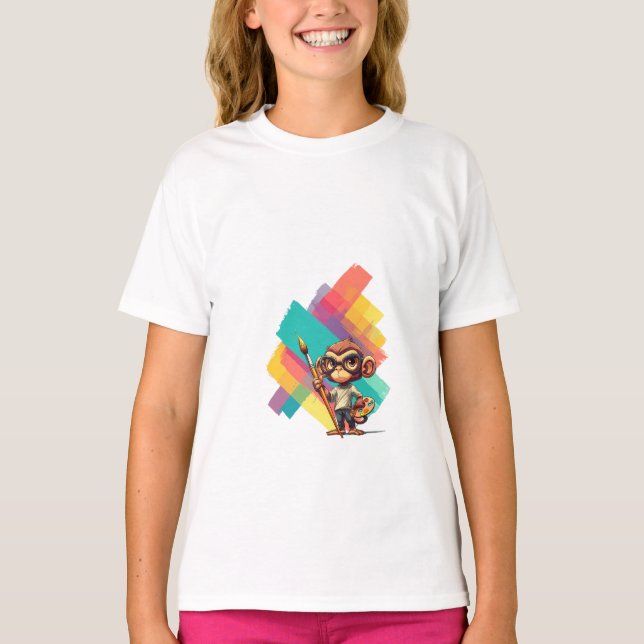 Konstnärlig apmålare med färgglada penseldrag t shirt (Framsida)
