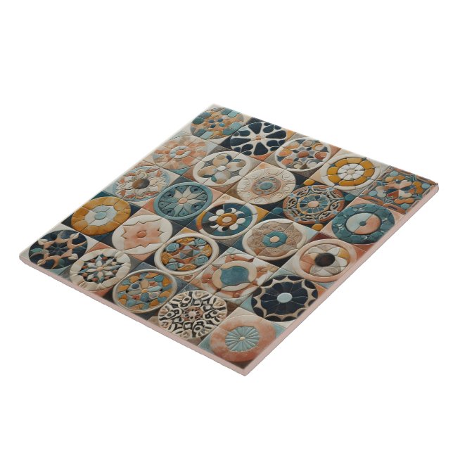 Konstnärlig Arrangemang av färgstarka dekorativa p Kakelplatta (Sidan)