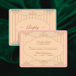 Konstnärlig Art Nouveau bröllops-RSVP-kort OSA Kort