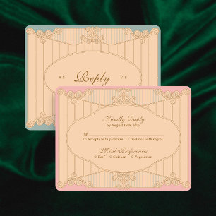 Konstnärlig Art Nouveau bröllops-RSVP-kort OSA Kort