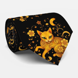 Konstnärlig Art nouveau Cat Mönster Slips