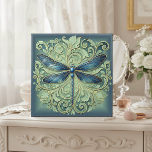 Konstnärlig Art Nouveau Libell Pat#12 Blå ID1222 Kakelplatta