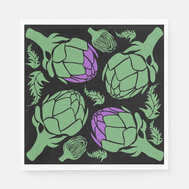 Konstnärlig Artichocke Hemdekor Pappersservett (Framsidan)
