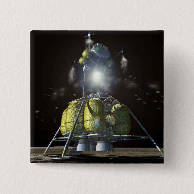 Konstnärlig återgivning av ett nytt rymdskepp till knapp (Framsida)