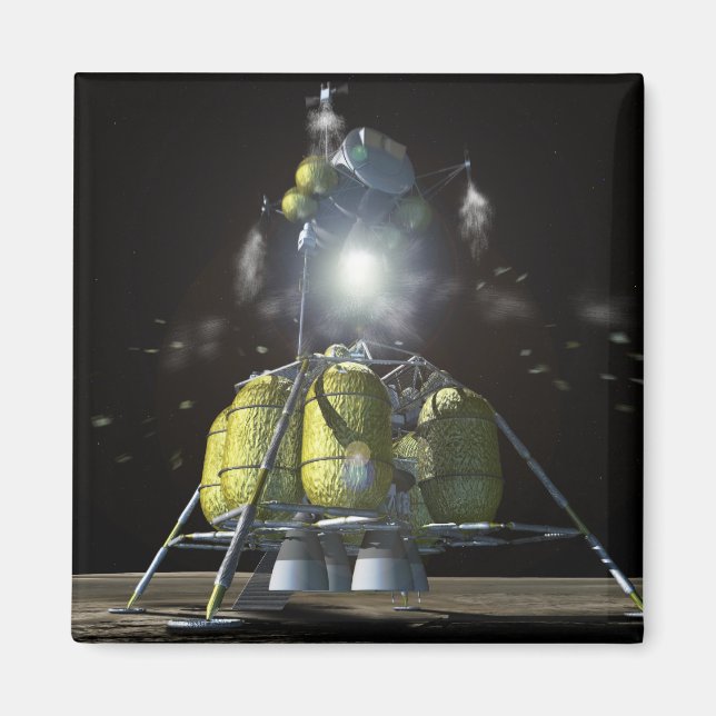 Konstnärlig återgivning av ett nytt rymdskepp till magnet (Framsidan)