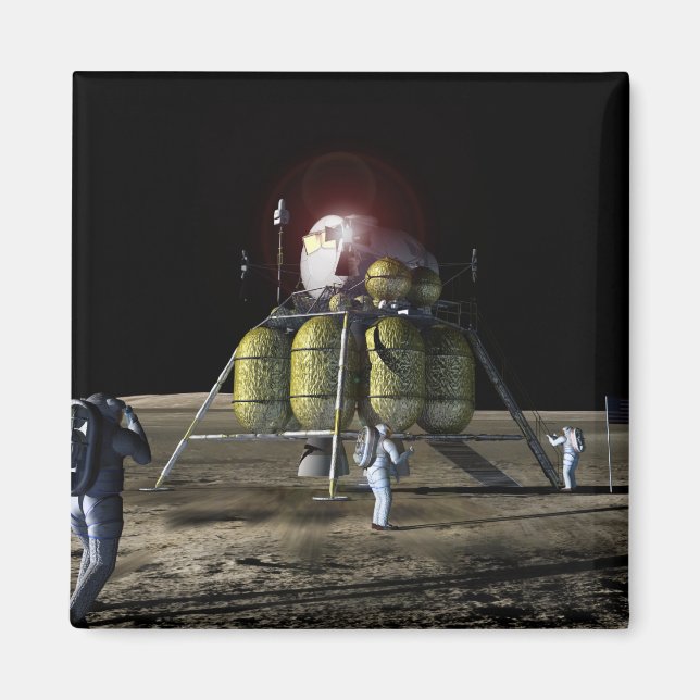 Konstnärlig återgivning av ett nytt rymdskepp till magnet (Framsidan)