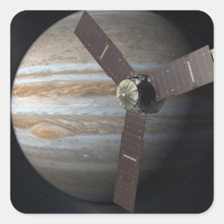 Konstnärlig återgivning av JUNO-orbiter vid Jupite Fyrkantigt Klistermärke