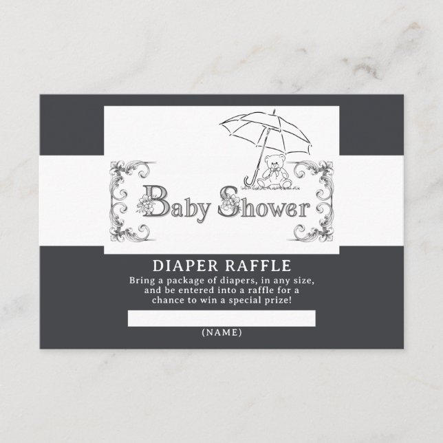 Konstnärlig baby shower blöja lotteri tilläggskort (Framsida)
